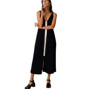 NWT SKFK Zaine Black Cream Organic Knit Cotton Midi Dress EU 34 | US 2